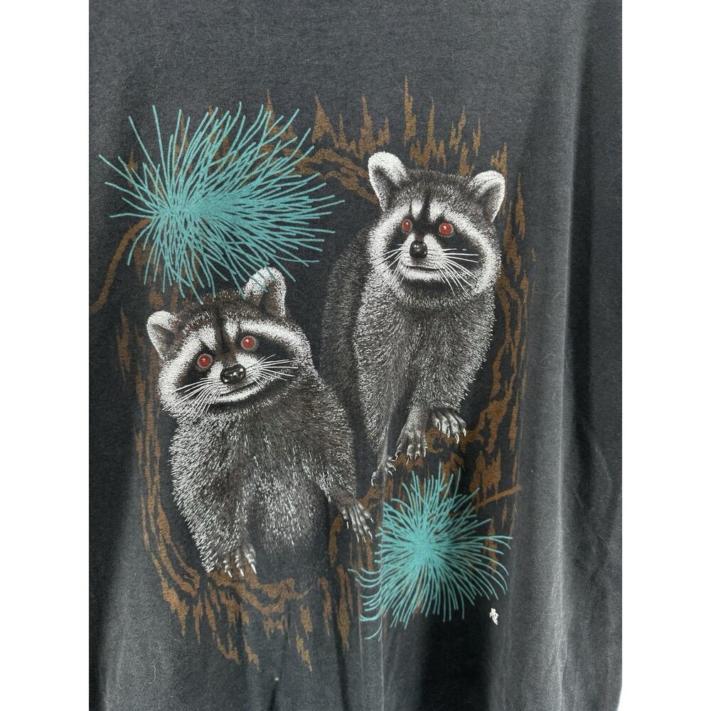 LSJ Sportswear 1997 Raccoon Tee Shirt Single Stitch Size XL Screen Stars